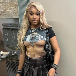 Floral Print Slim Fit Crop Top - MRC STORETopMy StoreFloral Print Slim Fit Crop Top - MRC STOREMRC STORECJCS207361103CXBrownL