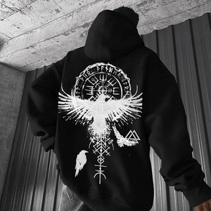 Gothic Raven Print Oversized Hoodie – Gothic Fashion Stylish and Unique Back Design - MRC STORE