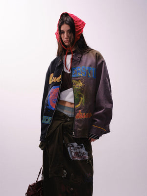 Graffiti Stitching Jacket - MRC STOREJacketsMRC STOREMulti - Element Graffiti Stitching Jacket – Unisex Spring Loose Cotton Jacket - MRC STOREMRC STORECJXZ226730402BYBlack And GrayL