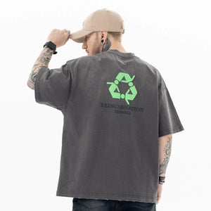 Heavy Washed Letter Print T shirt - MRC STORETopMy StoreHeavy Washed Letter Print T shirt - MRC STOREMRC STORECJYH206147102BYPurpleL