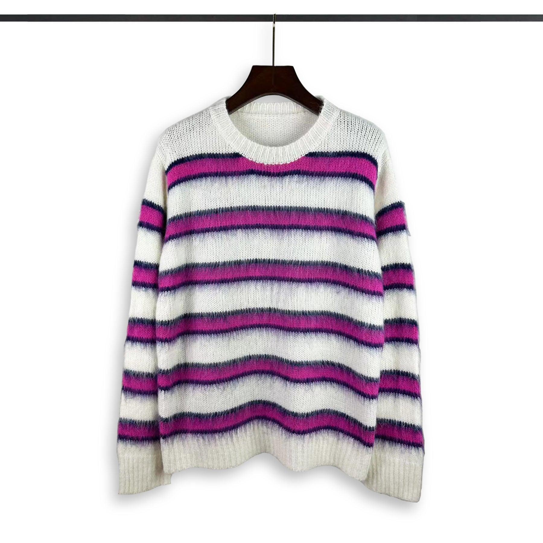 High Street Loose-Fit Striped Sweater – Trendy American Style for Autumn - MRC STORE