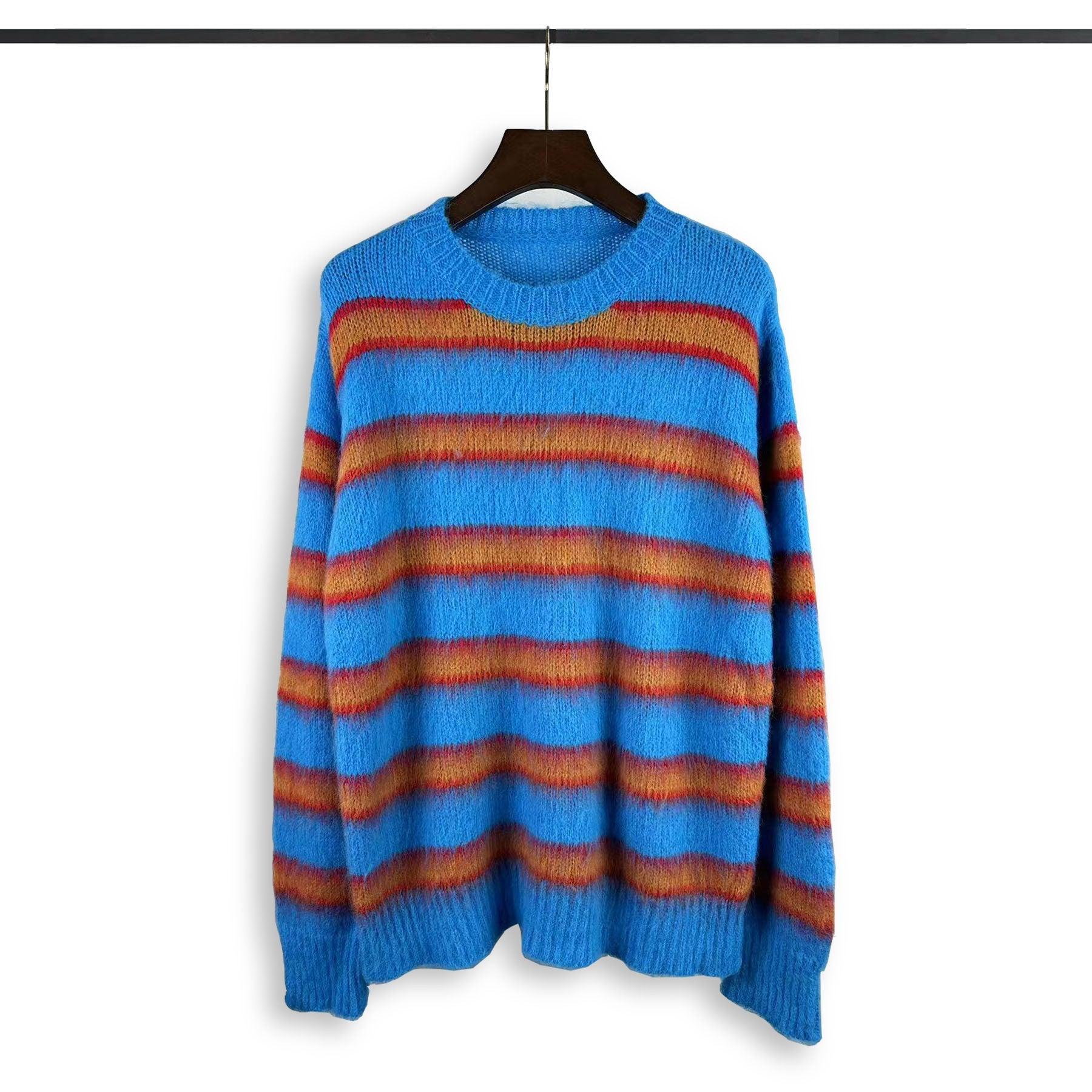 High Street Loose-Fit Striped Sweater – Trendy American Style for Autumn - MRC STORE