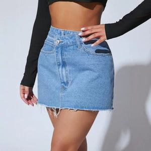 Irregular Denim Short Skirt – Stylish & Trendy for Petite Sizes - MRC STOREskirtMy StoreIrregular Denim Short Skirt – Stylish & Trendy for Petite Sizes My Store MRC STORECJQZ232518708HSDark BlueM