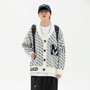Jacquard Letter V - Neck Fashion Cardigan Sweater - MRC STORETopMy StoreJacquard Letter V - Neck Fashion Cardigan Sweater - MRC STOREMRC STORECJYH149541308HSDark Grey2XL