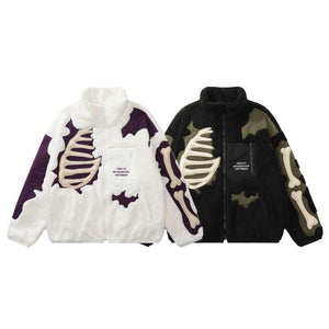 Lamb Wool Stitching Skeleton Embroidered Cotton - MRC STORETopMy StoreLamb Wool Stitching Skeleton Embroidered Cotton - Padded Winter Coat - American Retro Style - MRC STOREMRC STORECJPK196376905EVBlackL