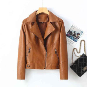 Lapel Small Leather Coat - MRC STORETopMy StoreLapel Small Leather CoatMRC STORECJYD210865803CXBlack Zipper2XL