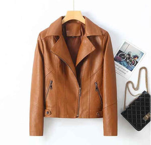 Lapel Small Leather Coat - MRC STORETopMy StoreLapel Small Leather CoatMRC STORECJYD210865808HSZipper Brown2XL