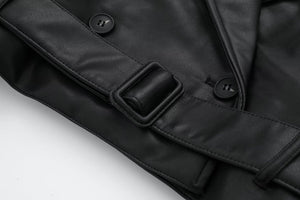 Leisure Imitation Leather Trench Coat - MRC STOREJacketsMRC STORELeisure Imitation Leather Trench Coat - MRCSTOREMRC STORECJYD222403604DWBlackL