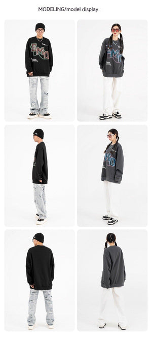 Letter Print Crew Neck Sweater – Long Sleeve - MRC STORESweaters & HoodiesMy StoreFashion Letters Printed Long Sleeve Crew Neck Sweater - Hip Hop Style Pullover in Black & Gray - MRC STOREMRC STORECJWY197826802BYBlackL