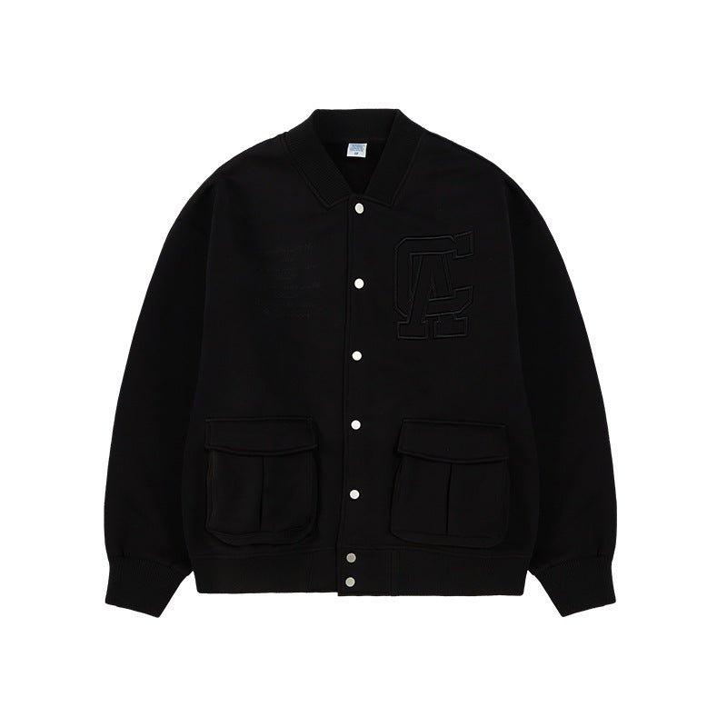 Loose Fit Letter Embroidered Baseball Jacket β Thick & Stylish - MRC STORE