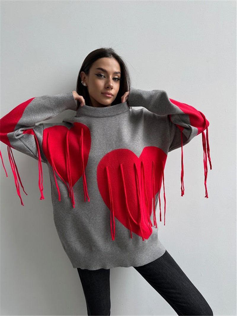 Love Pattern Round Neck Pullover Sweater - MRC STORETopMy StoreLove Pattern Round Neck Pullover Sweater - MRC STOREMRC STORECJMY213199018RIGrayL