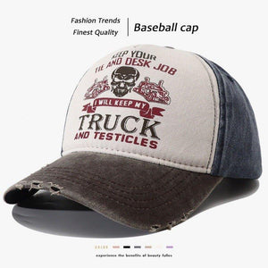 Men's Caps Peaked Hard Top Summer Trucker Cap – Stylish Letter Printing, Adjustable Cotton Cap for Sun Protection - MRC STORE