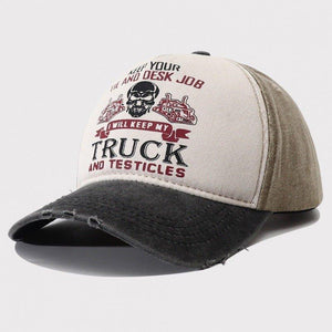 Men's Caps Peaked Hard Top Summer Trucker Cap – Stylish Letter Printing, Adjustable Cotton Cap for Sun Protection - MRC STORE