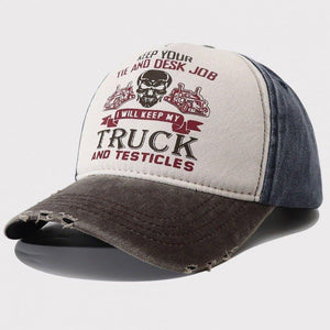Men's Caps Peaked Hard Top Summer Trucker Cap – Stylish Letter Printing, Adjustable Cotton Cap for Sun Protection - MRC STORE