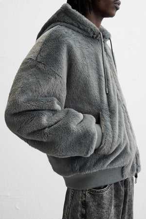 Men's Double - Sided Faux Leather Hooded Bomber Jacket - MRC STOREJacketsMy StoreMen's Double - Sided Faux Leather Hooded Bomber JacketMRC STORECJXZ225145103CXGrayL