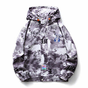 Men's Fall Winter Hooded Coat Splash-ink Bear Printed Coat - MRC STORE