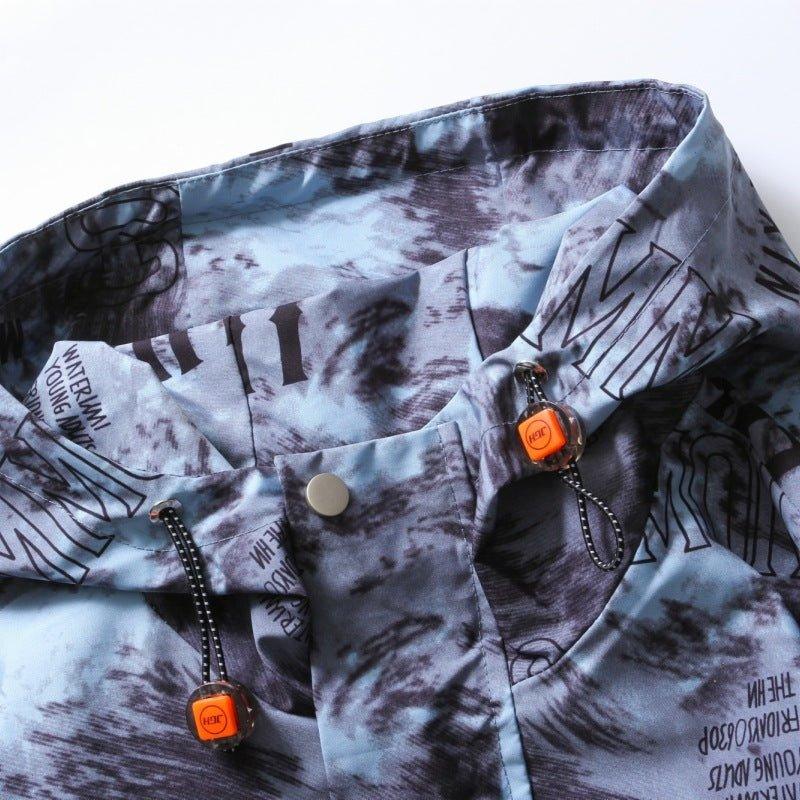 Men's Fall Winter Hooded Coat Splash-ink Bear Printed Coat - MRC STORE