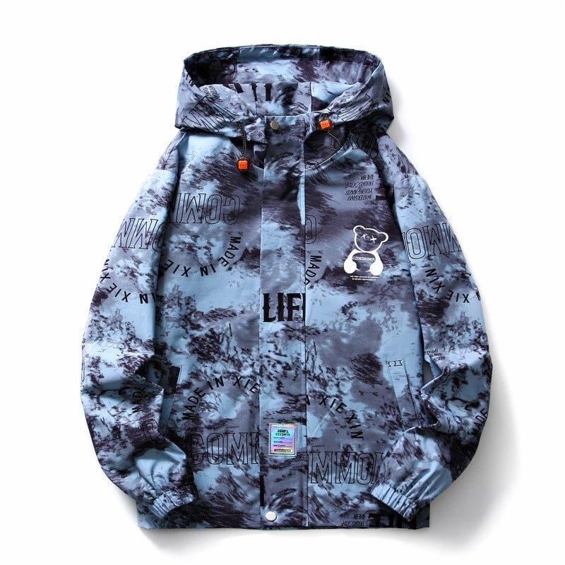 Men's Fall Winter Hooded Coat Splash - ink Bear Printed Coat - MRC STOREJacketsMy StoreMen's Fall Winter Hooded Coat Splash - ink Bear Printed Coat - MRC STOREMRC STORECJXZ216746512LOBlue2XL