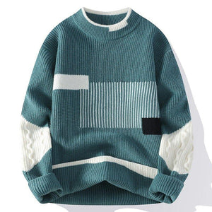 Men's Fashion Colorblock Knitwear – Cozy Loose-Fit Winter Sweater - MRC STORE