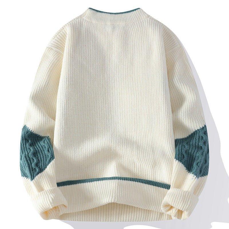 Men's Fashion Colorblock Knitwear – Cozy Loose-Fit Winter Sweater - MRC STORE
