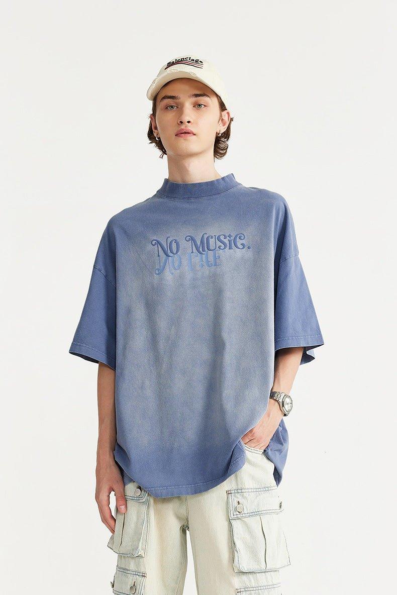 Men's T-Shirt Dyed 3D Letter Print – Vibrant Street Style for Youth - MRC STORE