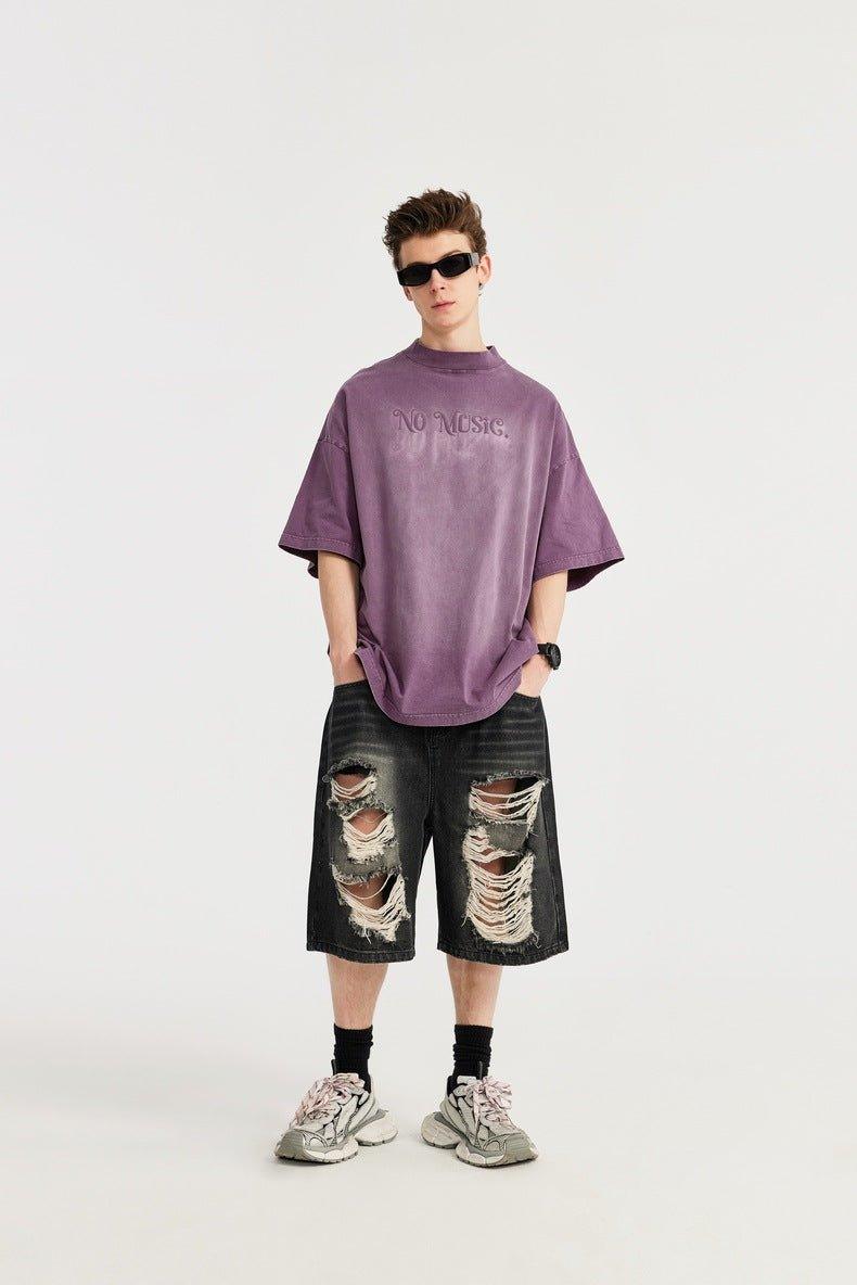 Men's T-Shirt Dyed 3D Letter Print – Vibrant Street Style for Youth - MRC STORE