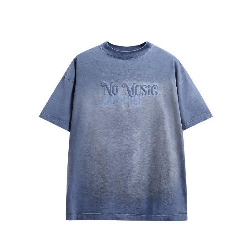 Men's T-Shirt Dyed 3D Letter Print – Vibrant Street Style for Youth - MRC STORE
