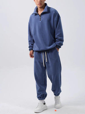 Men’s Wide Loose Fleece Sports Suit Set Sweatshirt,Sweatpants - Ultimate Comfort and Style - MRC STORE