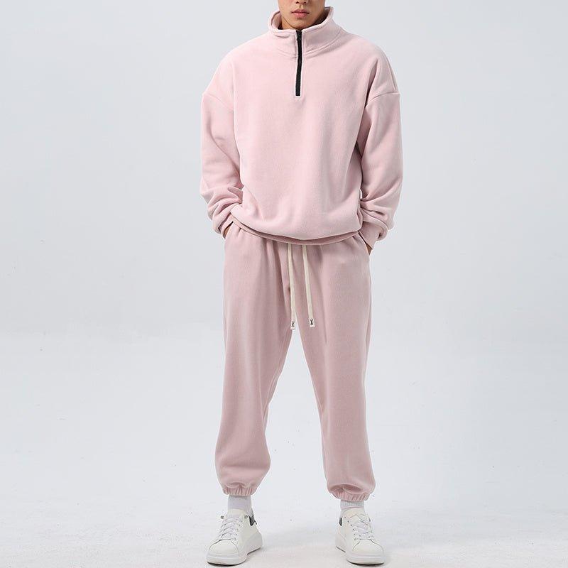 Men’s Wide Loose Fleece Sports Suit Set Sweatshirt,Sweatpants - Ultimate Comfort and Style - MRC STORE