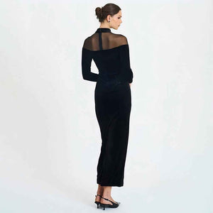 Mesh Spliced See - Through Velvet Bodycon Maxi Dress - MRC STOREDressMRC STOREMesh Spliced See - Through Velvet Bodycon Maxi DressMRC STORECJLY262397403CXBlackL