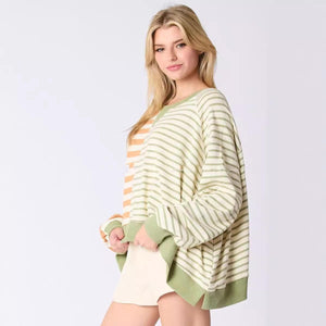 Multicolor Striped Pullover Sweater - MRC STORETopMy StoreMulticolor Striped Pullover Sweater - MRC STOREMRC STORECJWY209811008HSBrown And Green StripesL
