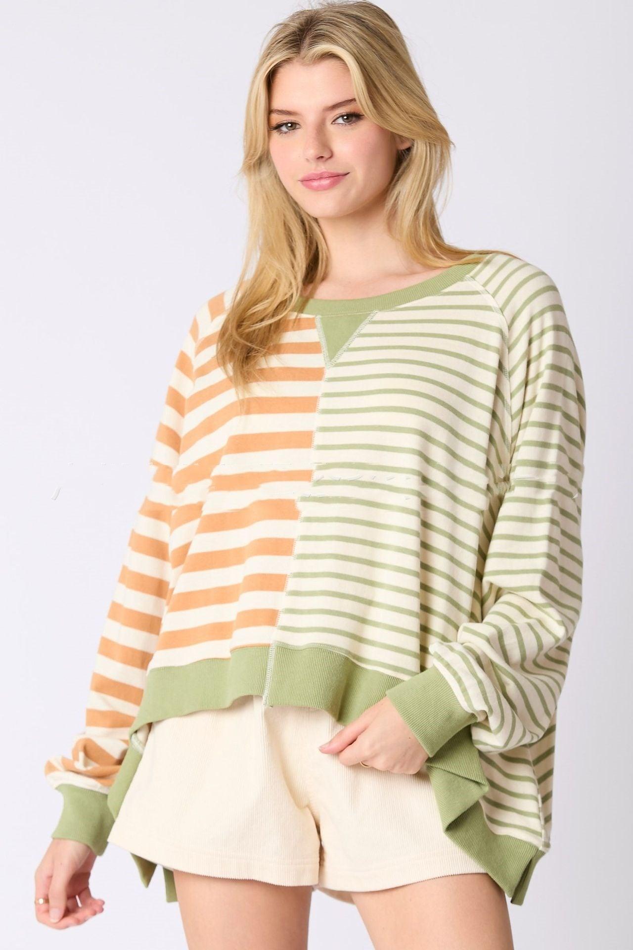 Multicolor Striped Pullover Sweater - MRC STORETopMy StoreMulticolor Striped Pullover Sweater - MRC STOREMRC STORECJWY209811008HSBrown And Green StripesL
