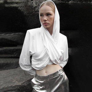 New Fashion Long Sleeve Cross Tied Top – Slim Fit Ultra-Short Streetwear Pullover - MRC STORE