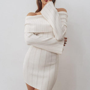 Off - Shoulder Ribbed Knit Long Sleeve Mini Dress - Elegant Slim Fit - MRC STOREDressMy StoreOff - Shoulder Ribbed Knit Long Sleeve Mini Dress - Elegant Slim Fit - MRC STOREMRC STORECJLY218335103CXWhiteL