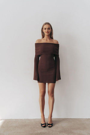 Off - Shoulder Ribbed Knit Long Sleeve Mini Dress - Elegant Slim Fit - MRC STOREDressMy StoreOff - Shoulder Ribbed Knit Long Sleeve Mini Dress - Elegant Slim Fit - MRC STOREMRC STORECJLY218335106FUBlackL