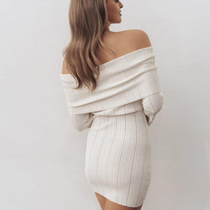 Off - Shoulder Ribbed Knit Long Sleeve Mini Dress - Elegant Slim Fit - MRC STOREDressMy StoreOff - Shoulder Ribbed Knit Long Sleeve Mini Dress - Elegant Slim Fit - MRC STOREMRC STORECJLY218335103CXWhiteL
