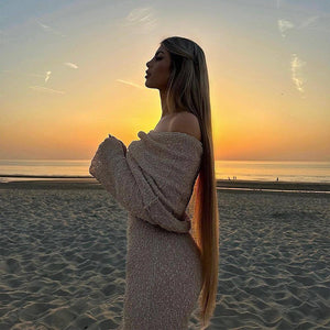 One Shoulder Knitted Long Dress – Women’s Beach Holiday Style - MRC STOREDressMy StoreNew One - Shoulder Knitted Long - Sleeved Dress – Beach Holiday Long Dress for Women - MRC STOREMRC STORECJLY205437110JQBlueL