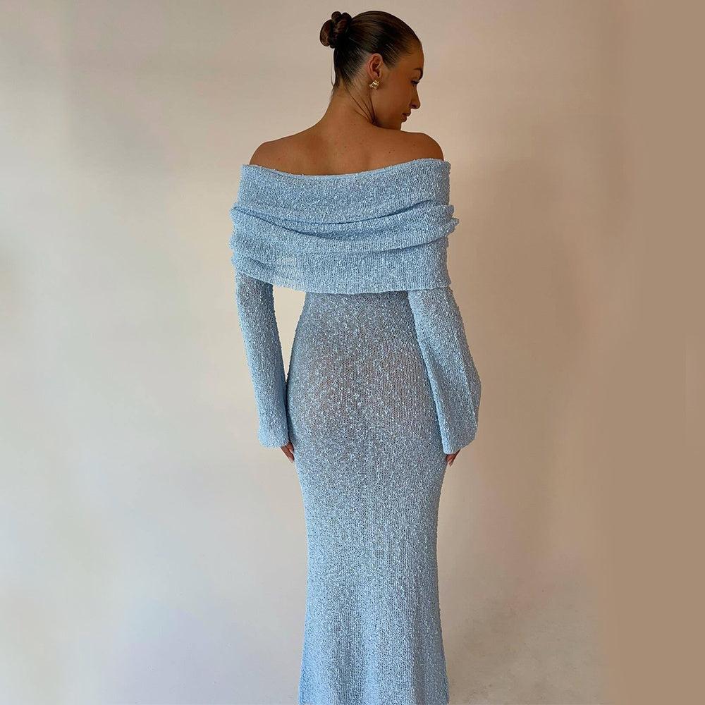 One Shoulder Knitted Long Dress – Women’s Beach Holiday Style - MRC STOREDressMy StoreNew One - Shoulder Knitted Long - Sleeved Dress – Beach Holiday Long Dress for Women - MRC STOREMRC STORECJLY205437110JQBlueL