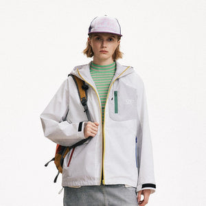 Outdoor Sports Contrast Color Hooded Zipper Jacket - MRC STORETopMRC STOREA person wearing a white hooded zipper jacket with contrast green and yellow colors, suitable for outdoor sports.MRC STORECJXZ210980802BYWhiteL