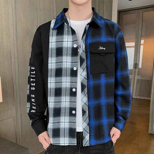 Plaid Long Sleeve Cardigan - MRC STOREclothesMy StorePlaid Long Sleeve CardiganMRC STORECJDS202285111KPBlack And Blue3XL