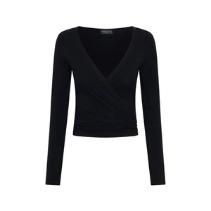 Pleated T-Shirt - Tight Pure Color Top - MRC STORET-ShirtsMRC STOREBlack long - sleeve top on a white backgroundMRC STORECJMY237523506FUBlackL