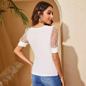 Polka Dot Mesh Top - MRC STORETopMy StorePolka Dot Mesh TopMRC STORECJCS210291503CXWhiteL