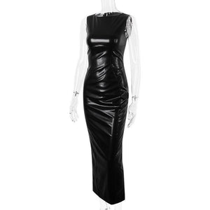 PU Leather Bodycon Midi Dress – Sleeveless - MRC STORETopMy StoreSleek PU Leather Bodycon Dress – Elegant Sleeveless Midi Dress for a Bold Look - MRC STOREMRC STORECJLY196300203CXBlackL