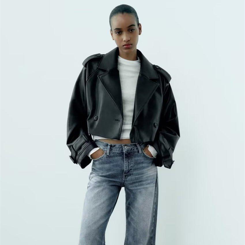 Leisure Imitation Leather Trench Coat - MRCSTORE