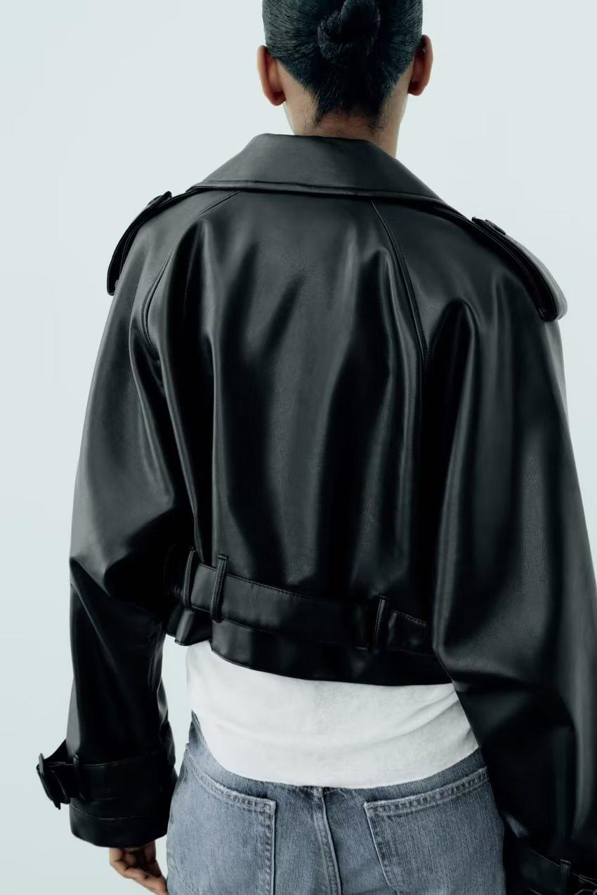 Leisure Imitation Leather Trench Coat - MRCSTORE