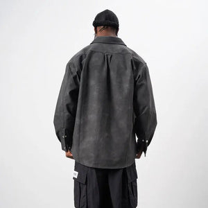 Retro American Washed PU Vintage Leather Shirt - MRC STORETopMy StoreRetro American Washed PU Vintage Leather Shirt - MRC STOREMRC STORECJDS194293803CXGreyL