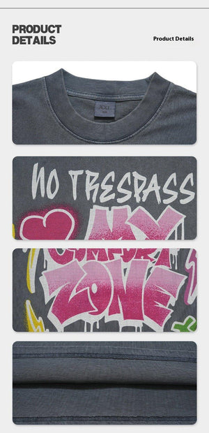 Retro Distressed Letter Print T-Shirt – Washed and Dyed Cotton for Everyday Style - MRC STORE