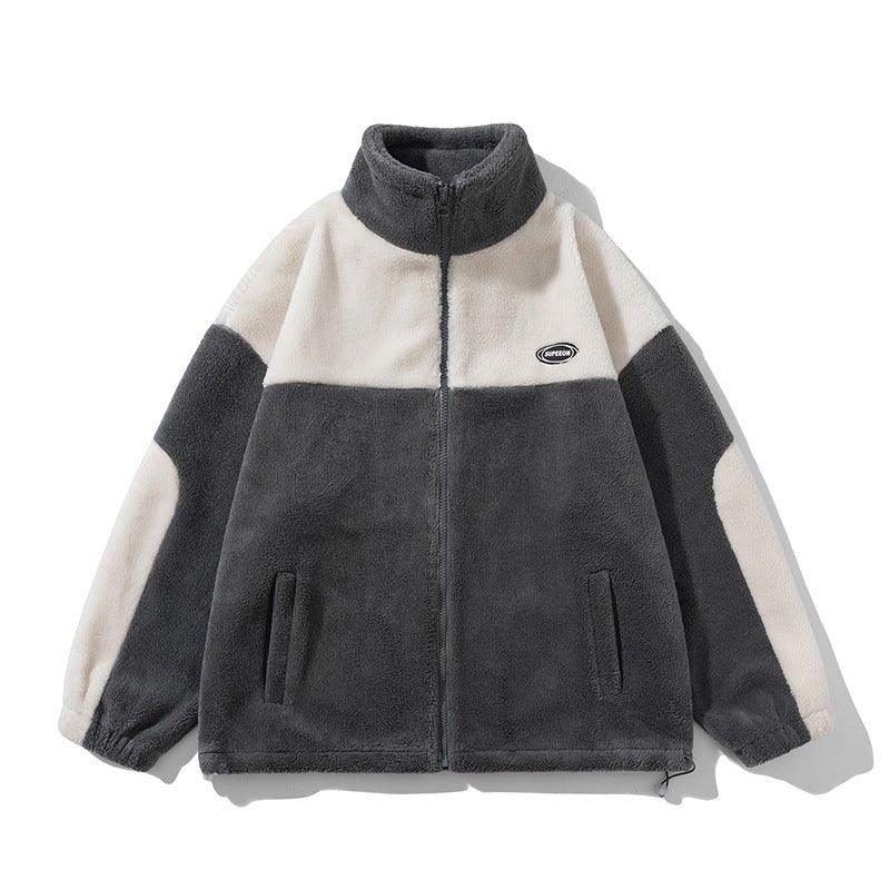Retro Plaid Lambswool Turtleneck Jacket β Warm Unisex Fashion in Black and Gray - MRC STORE