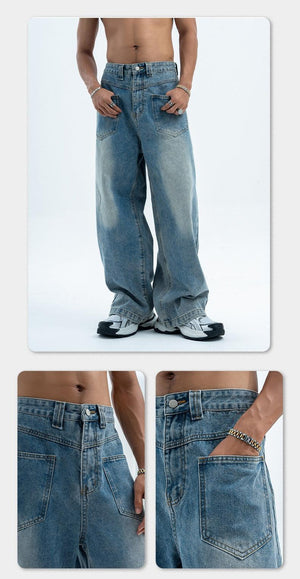 Retro Summer Jeans Loose Wide Leg Jeans for Men - Casual and Comfortable Denim Pants - MRC STORE