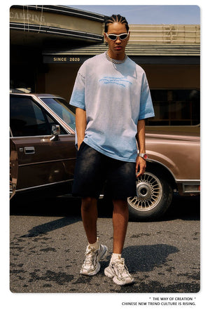 Retro T-Shirt - Washed Oversized Loose - MRC STORET-ShirtsMy StoreMen’s Retro T-Shirt - Washed Oversized Loose My Store MRC STORECJYH233197908HSLight GrayL